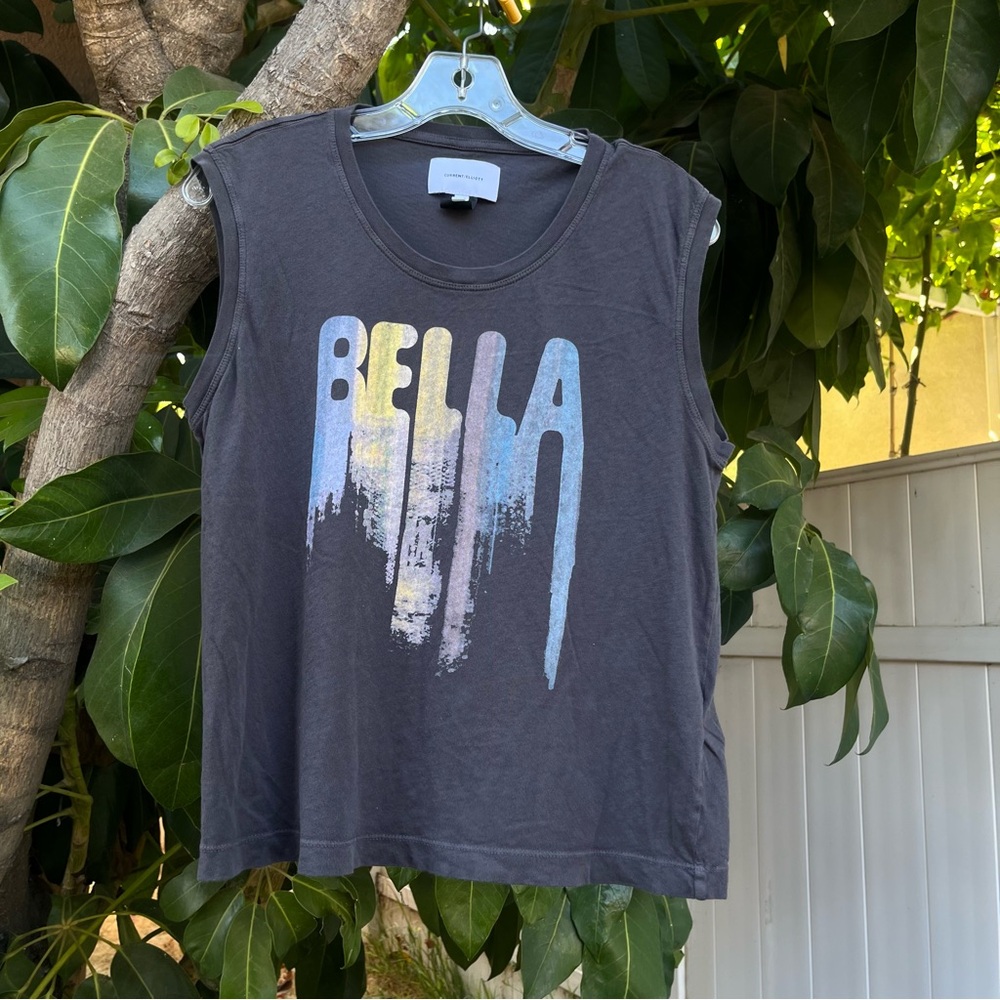 Current Elliott grey Bella graphic tank top in grey